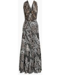 Diane von Furstenberg - Drew Tiered Snake-Print Mesh Maxi Dress - Lyst