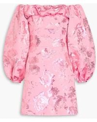 Stine Goya - Dora schulterfreies minikleid aus brokat in metallic-optik - Lyst