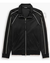 Tom Ford - Slim-Fit Leather-Trimmed Satin-Jersey Track Jacket - Lyst