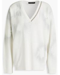 Fabiana Filippi Bedruckter pullover aus einer leinen-baumwollmischung - Weiß