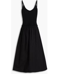 Claudie Pierlot - Cotton-Poplin And Ribbed Jersey Midi Dress - Lyst
