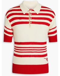 Maison Margiela - Embroidered Striped Knitted Polo Shirt - Lyst