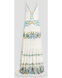 Zuhair Murad - Corded Lace-paneled Embroidered Chiffon Maxi Dress - Lyst