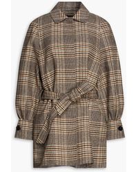 Maje - Belted Checked Wool-blend Coat - Lyst