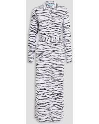 Melissa Odabash peggy Belted Zebra-print Voile Maxi Shirt Dress - White