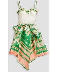 Zimmermann - Belted Printed Linen And Silk-blend Mini Dress - Lyst