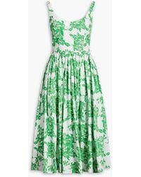 Emilia Wickstead - Eglantine Pleated Printed Cotton-Poplin Midi Dress - Lyst