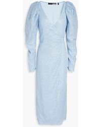 ROTATE BIRGER CHRISTENSEN - Bridget Sequined Tulle Midi Wrap Dress - Lyst