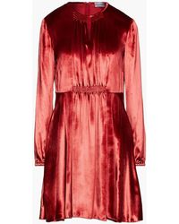 RED Valentino - Minikleid aus samt in knitteroptik mit raffung - Lyst