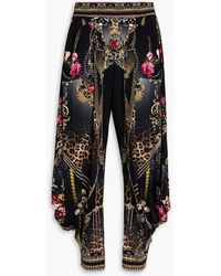 Camilla - Crystal-embellished Printed Stretch-jersey Tapered Pants - Lyst