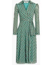 Diane von Furstenberg - Phoenix Printed Stretch-mesh Midi Wrap Dress - Lyst
