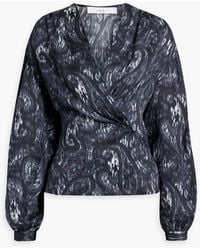 IRO - Zarfi Wrap-effect Printed Plissé-silk Blouse - Lyst