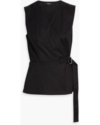 Theory - Cotton-Blend Twill Wrap Top - Lyst