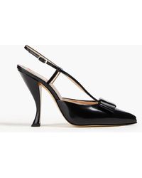 Thom Browne - Bow-detailed Glossed-leather Slingback Pumps - Lyst