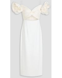 Costarellos - Elle Cutout Ruffled Crepe De Chine And Georgette Dress - Lyst