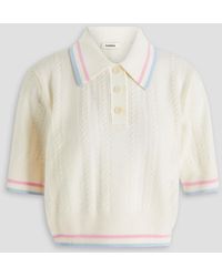 Sandro - Cropped pullover aus einer woll-kaschmirmischung in pointelle-strick mit polokragen - Lyst