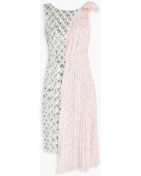 Huishan Zhang Lace-paneled Sequined Mesh Dress - Pink
