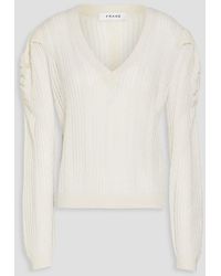 FRAME - Pointelle-knit Cashmere Sweater - Lyst