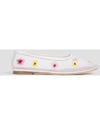 STAUD - Alba Embroidered Mesh Ballet Flats - Lyst