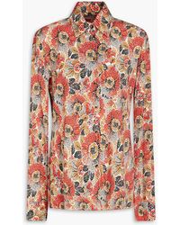 Rosetta Getty - Hemd aus stretch-jersey mit floralem print - Lyst