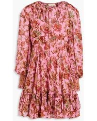 byTiMo - Floral-print Metallic Fil Coupé Georgette Mini Dress - Lyst