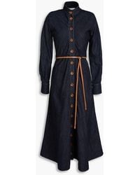 Zimmermann - Belted Denim Midi Shirt Dress - Lyst