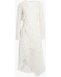 IRO - Lexa Wrap-effect Devoré Silk-chiffon Midi Dress - Lyst