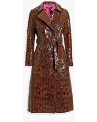 Muubaa - Glossed Croc-effect Leather Trench Coat - Lyst