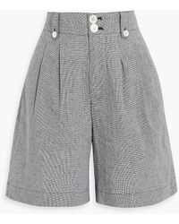 Alex Mill - Pleated Houndstooth Cotton And Linen-blend Shorts - Lyst
