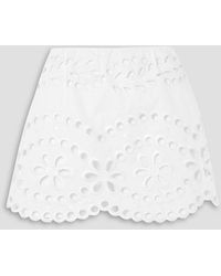 RED Valentino - Layered Broderie Anglaise Cotton Shorts - Lyst