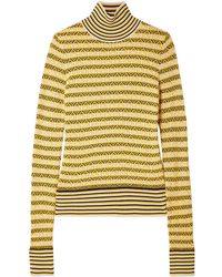 Carven Striped Roll Neck Sweater - Yellow