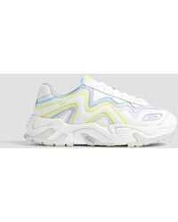 MSGM - Two-tone Mesh And Leather Sneakers - Lyst