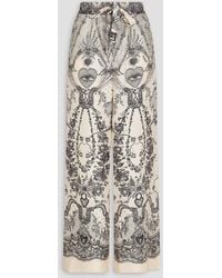 Zimmermann - Printed Silk-Twill Wide-Leg Pants - Lyst