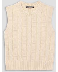 Acne Studios - Kreen ärmelloser pullover aus einer baumwollmischung in zopfstrick mit logoapplikation - Lyst