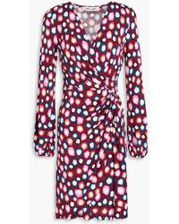 Diane von Furstenberg - Wrap-effect Printed Jersey Mini Dress - Lyst