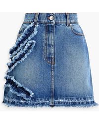 MSGM - Distressed Denim Mini Skirt - Lyst