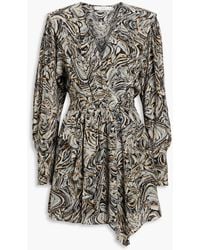 IRO - Flamen drapiertes minikleid aus crêpe de chine aus seide mit print - Lyst