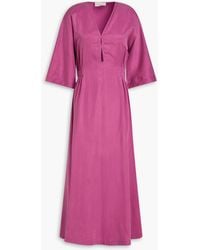 Casa Raki - Candela Cutout Ruched Cupro Midi Dress - Lyst