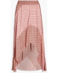 Maje - Patchwork-effect Floral-print Twill Midi Skirt - Lyst
