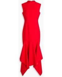 Solace London - Trinity Fluted Crepe Midi Dress - Lyst