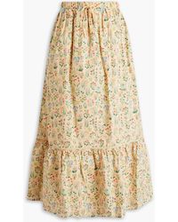 Meadows - Gathered Floral-print Organic Cotton Maxi Skirt - Lyst