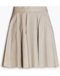 Brunello Cucinelli - Pleated Leather Mini Skirt - Lyst