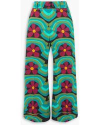 La DoubleJ - Hendrix Cropped Floral-print Stretch-cotton Flared Pants - Lyst
