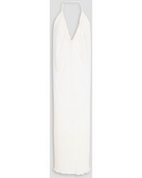 BITE STUDIOS - Parchment Plissé Cotton And Silk-blend Organza Halterneck Midi Dress - Lyst