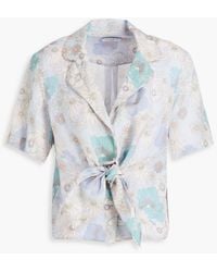 Sandro - Knotted Floral-print Woven Shirt - Lyst