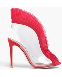 Gianvito Rossi - Vamp Tulle-trimmed Suede And Pvc Sandals - Lyst