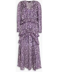 Maje - Ruffled Floral-print Chiffon Midi Dress - Lyst