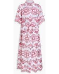 Evi Grintela - Valerie Metallic Broderie Anglaise Maxi Shirt Dress - Lyst