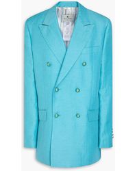 Etro - Double-breasted Linen And Silk-blend Twill Blazer - Lyst