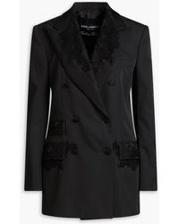 Dolce & Gabbana - Double-breasted Lace-trimmed Jacquard Blazer - Lyst